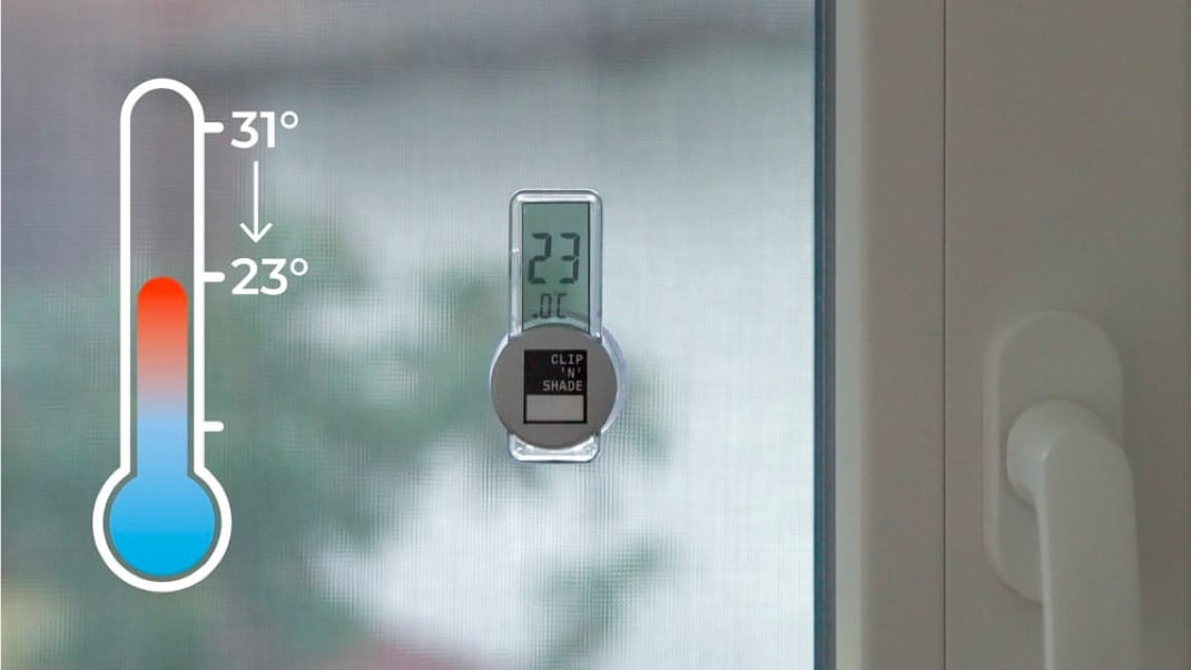 Tenda a rullo esterna ad alta efficienza: riduce la temperatura da 31 °C a 23 °C
