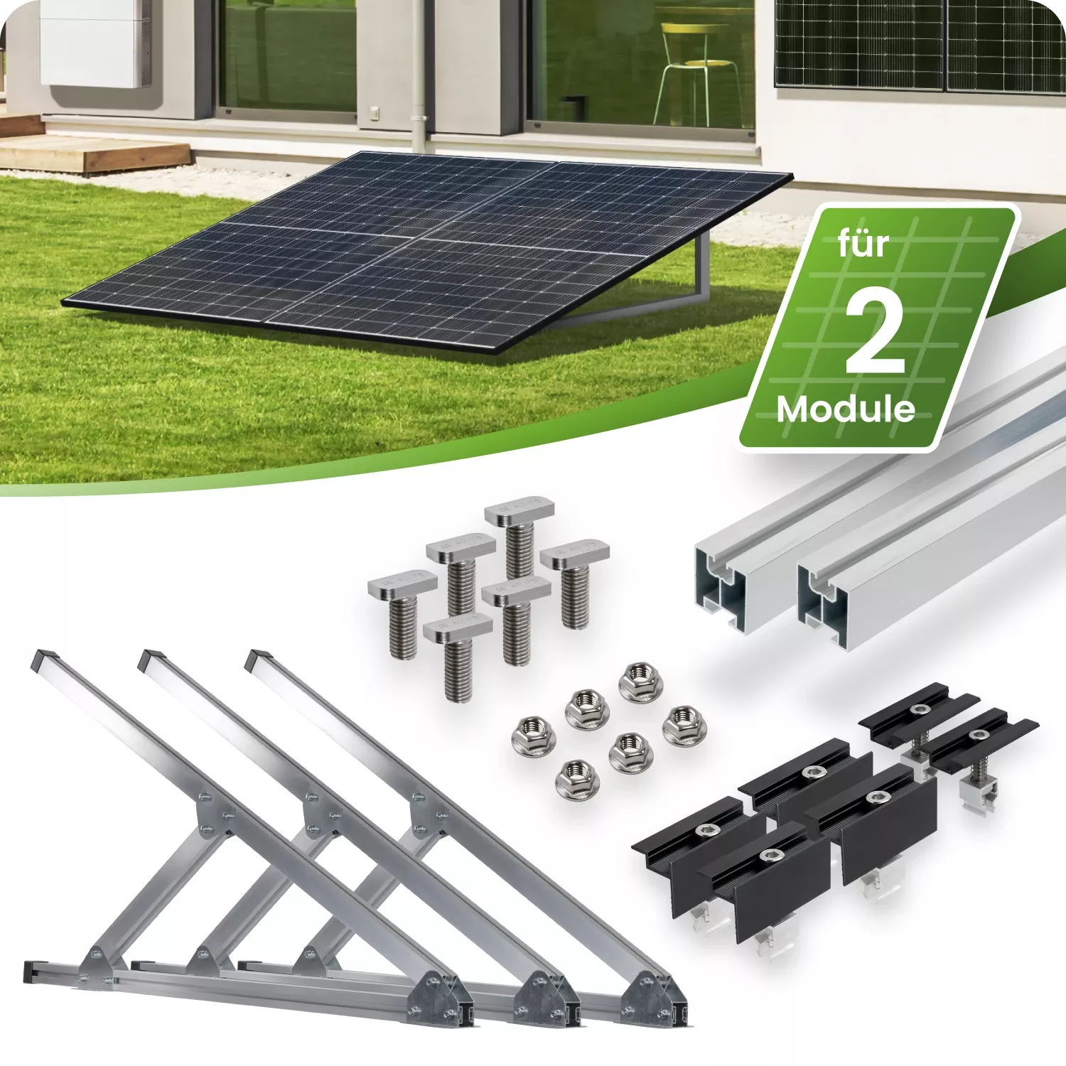 Set di montaggio per centrale elettrica da balcone per giardino, tetto piano e parete.
