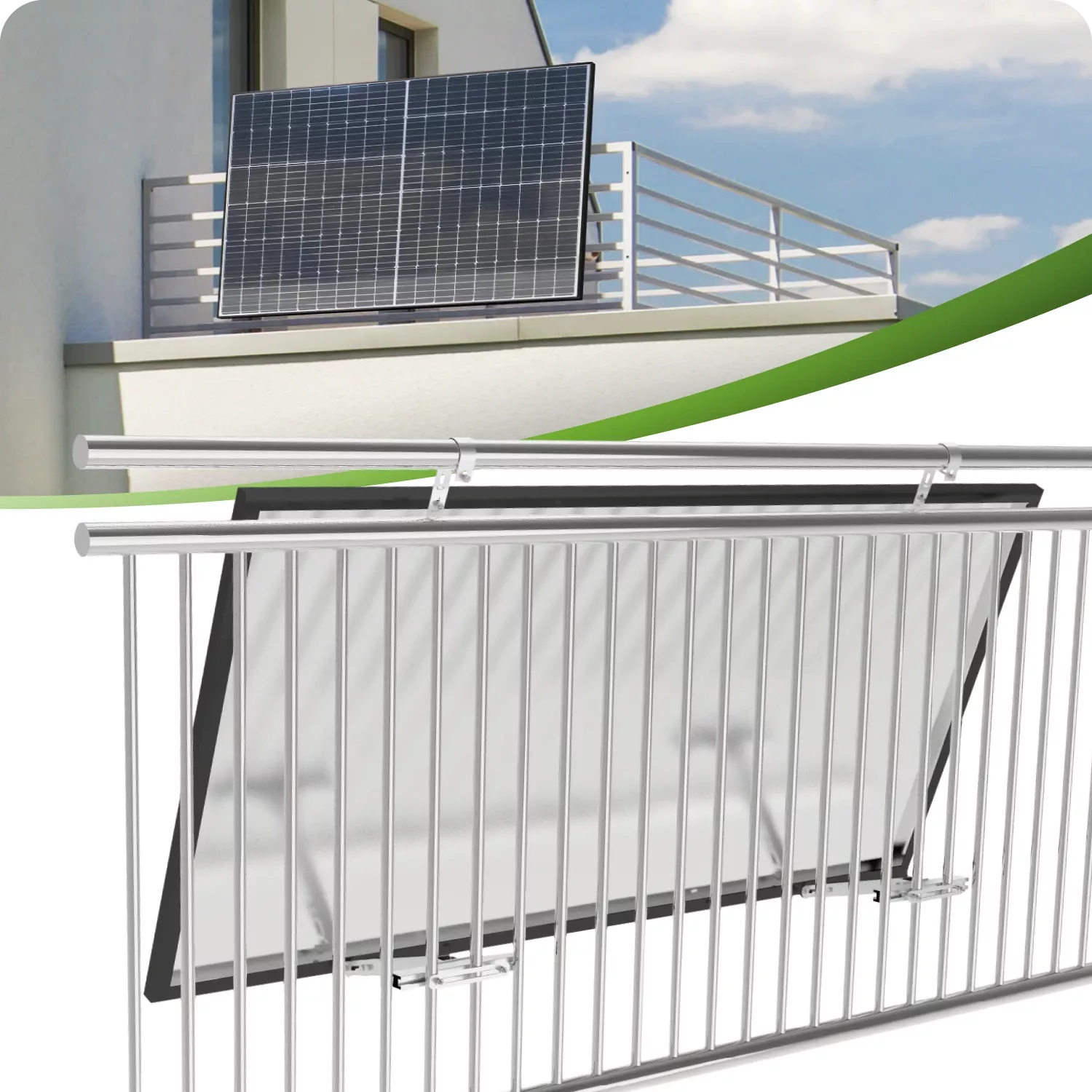 Modulo fotovoltaico montato su una ringhiera