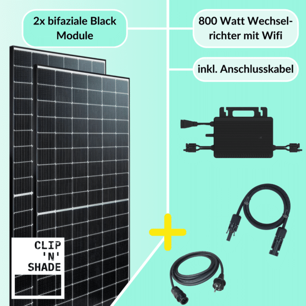 Set di centrali elettriche da balcone da 800W di Würzburg. Uscita del modulo da 860Wp con inverter Hoymiles da 800W incl. Wifi.