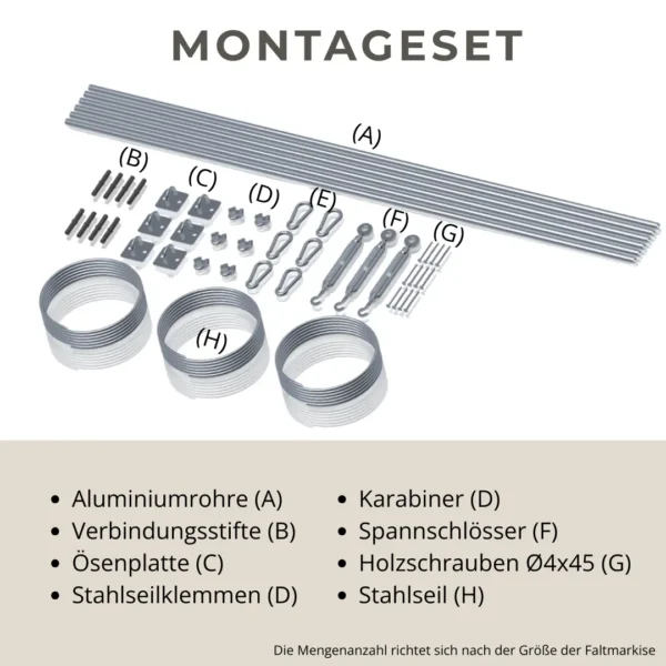 Faltmarkise Sonnensegel verschiebbar für Pergola / Terrassenüberdachung – Dachbeschattung - Immagine 5