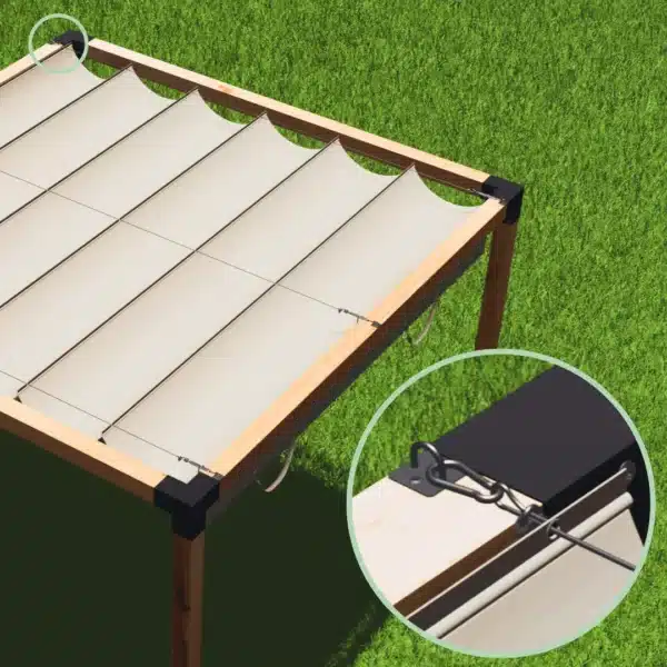 Primo piano di una tenda da sole pieghevole