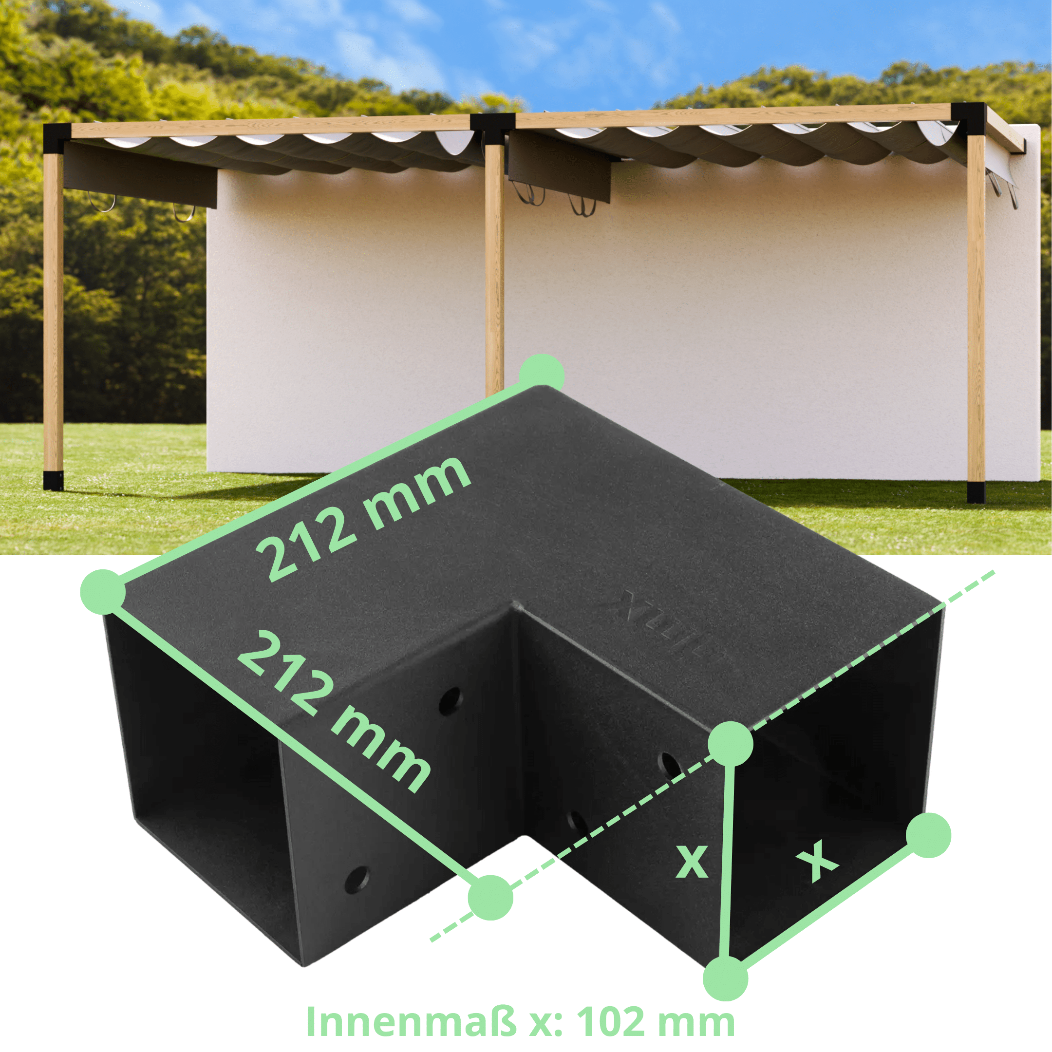 Dimensioni Connettore a L Connettore per pali Connettore per travi Pergola fai da te con collegamento a parete