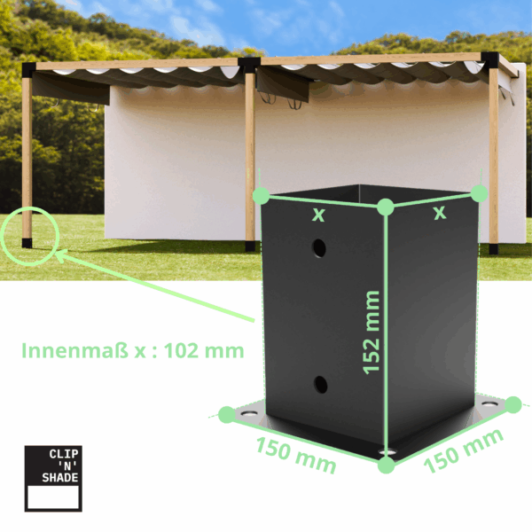 Installazione e dimensioni della base della trave per la copertura di pergole o terrazze 100x100 mm