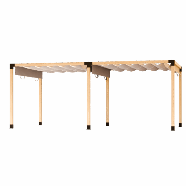 Copertura a pergola doppia autoportante e scorrevole in tessuto 1