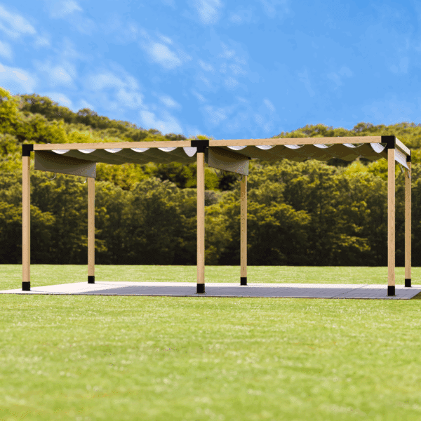Copertura a pergola doppia autoportante e scorrevole in tessuto 3