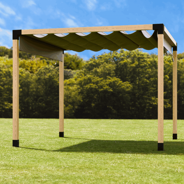 Copertura a pergola autoportante con tetto scorrevole in tessuto 3