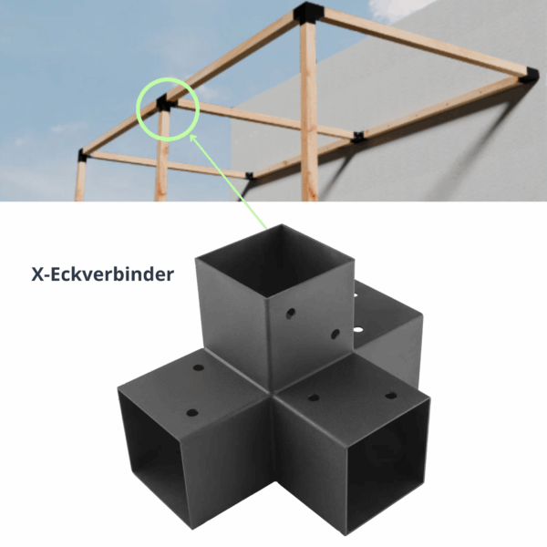 Installazione Connettore per angoli a X Connettore per pali Connettore per travi Pergola fai da te con collegamento a parete