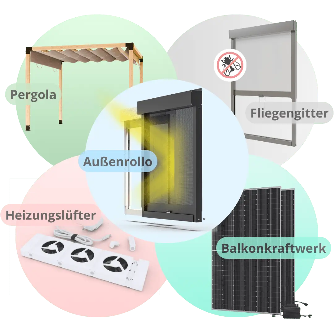 CLIP'N'SHADE Il fornitore per un maggiore comfort abitativo e una maggiore efficienza energetica: tende a rullo esterne, zanzariere, termoventilatori, centrali elettriche per balconi e pergole.